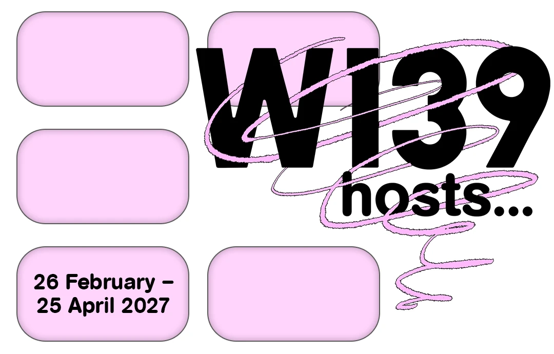 Open call graphic for the 2027 edition of W139 hosts..., Spuistraat exhibition space