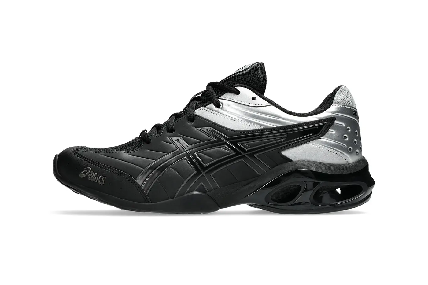 Detail view of the GEL-KINETIC FR's layered synthetic quarter panel