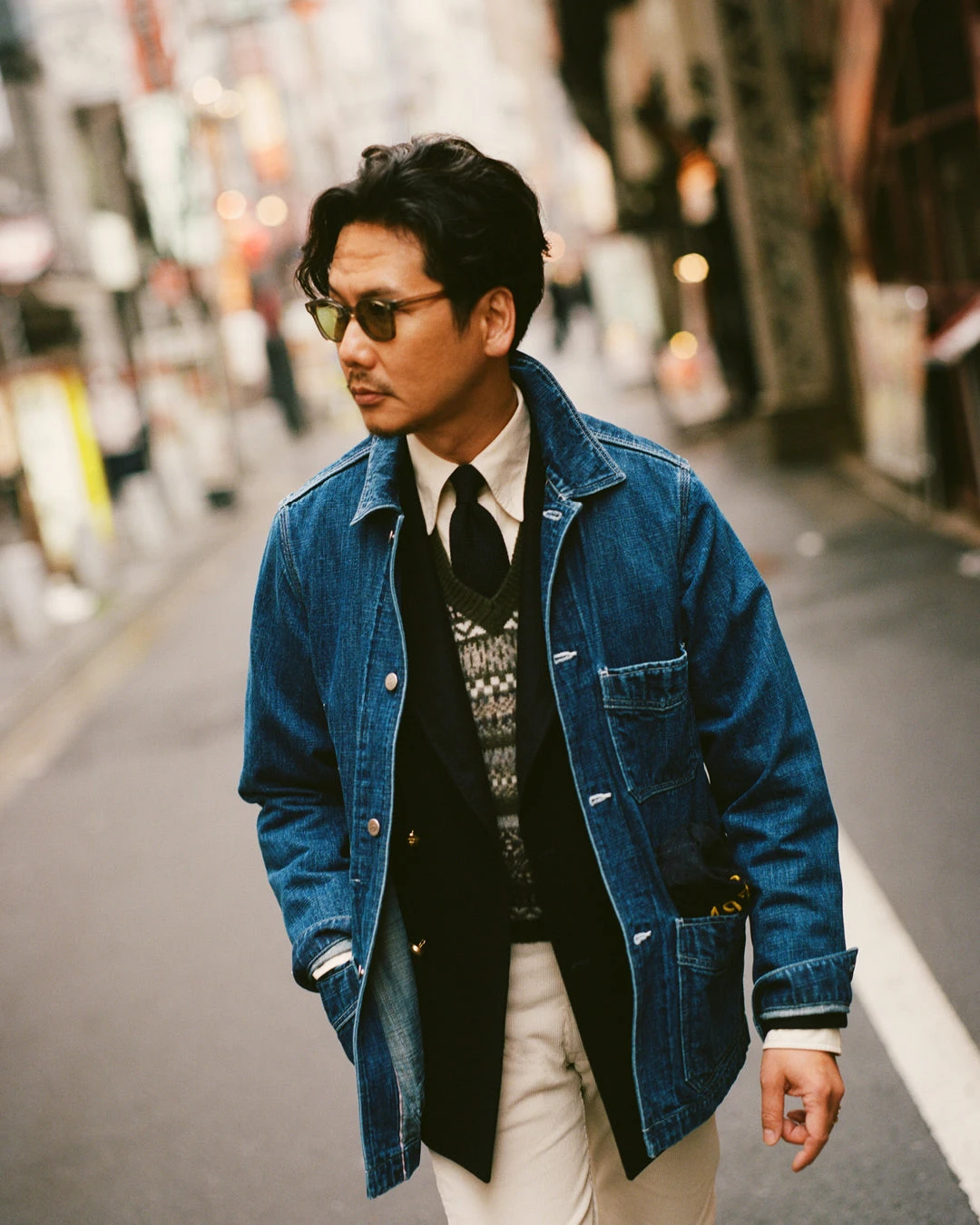 Tie rack styled alongside a BEAMS F tailored jacket from the Drake's collaboration lookbook