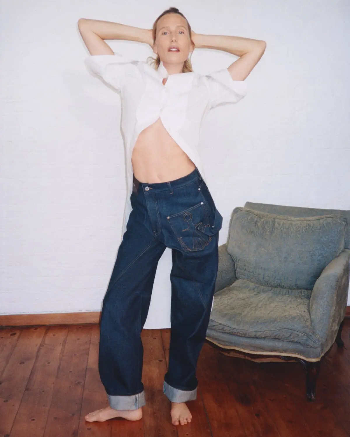JW Anderson Twisted Denim jeans product shot in indigo