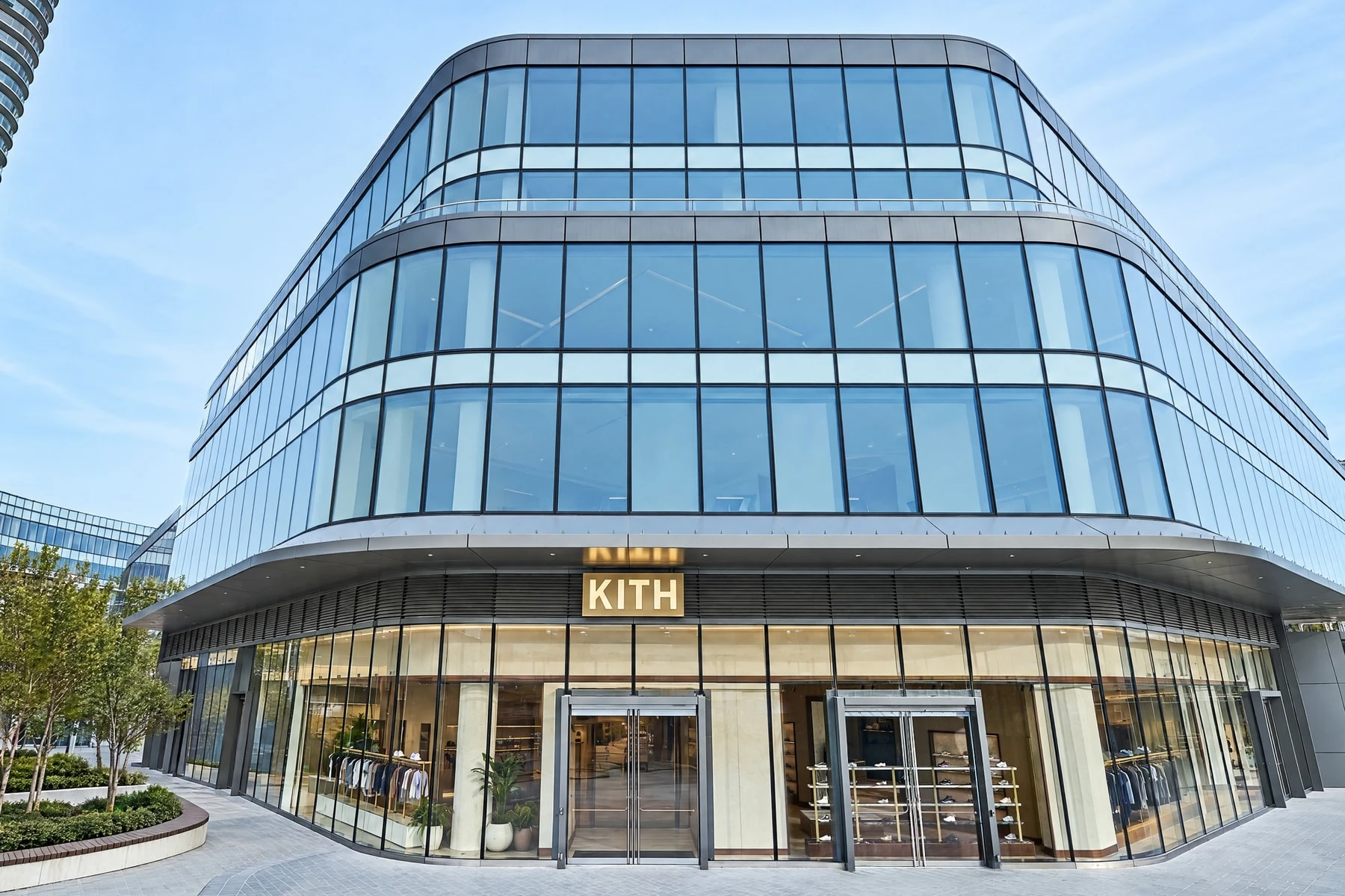 Exterior storefront of Kith's new Vancouver flagship at Oakridge Park