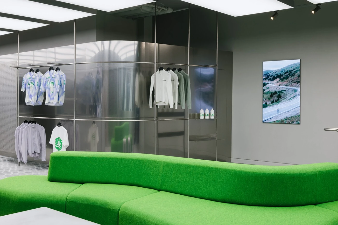 Detail shot of design elements inside MAAP's Soho LaB concept shop