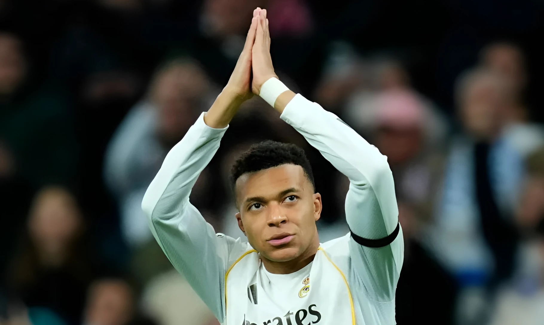 Kylian Mbappé in sponsor branding from a Chinese social media post promoting his partnership
