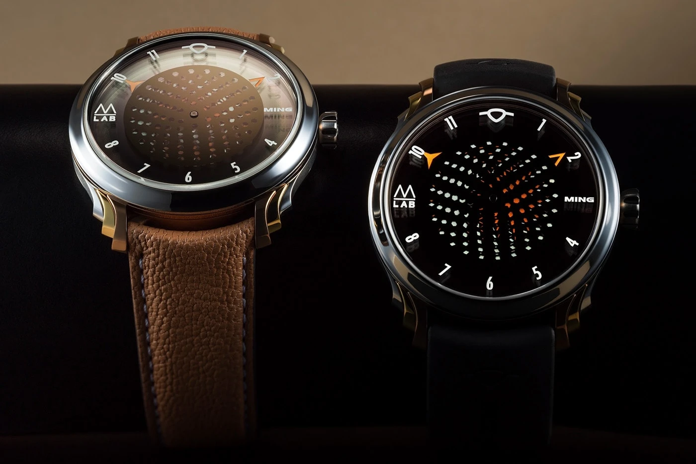 The 57.09 Secret Honey watch with three stacked sapphire discs over a honeycomb dial