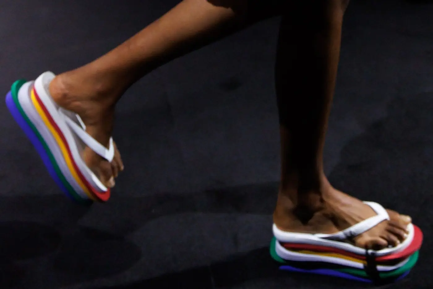 Close-up detail of the MM6 Maison Margiela x Havaianas Slim 6Toe sandal showing the extra toe post