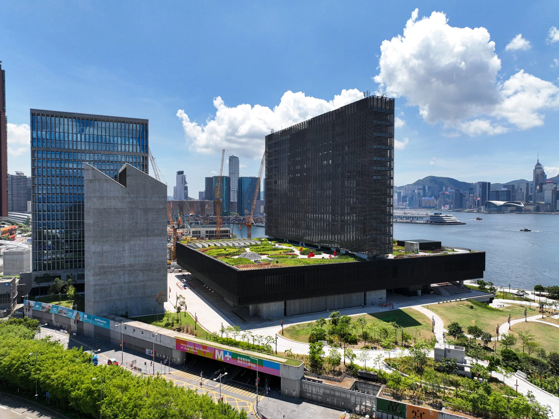 Exterior of the M+ museum building in Hong Kong