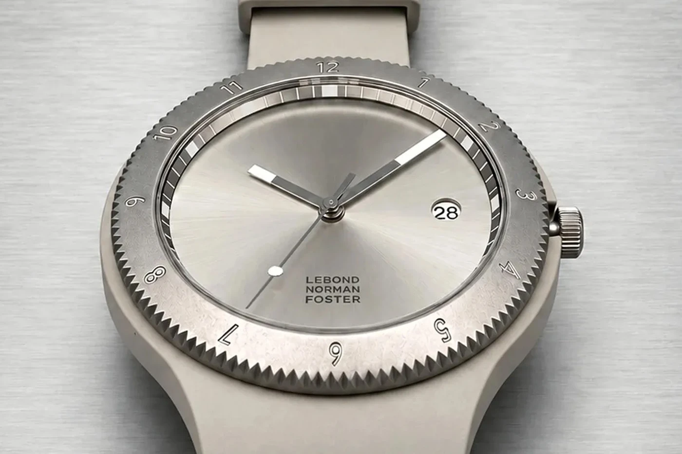 Norman Foster x Lebond watch, titanium case with integrated strap, product shot