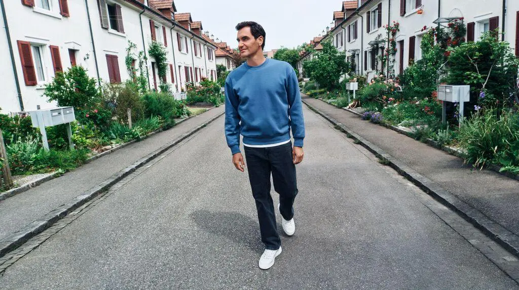 Roger Federer photographed head to toe wearing the special-edition THE ROGER Centre Court shoe