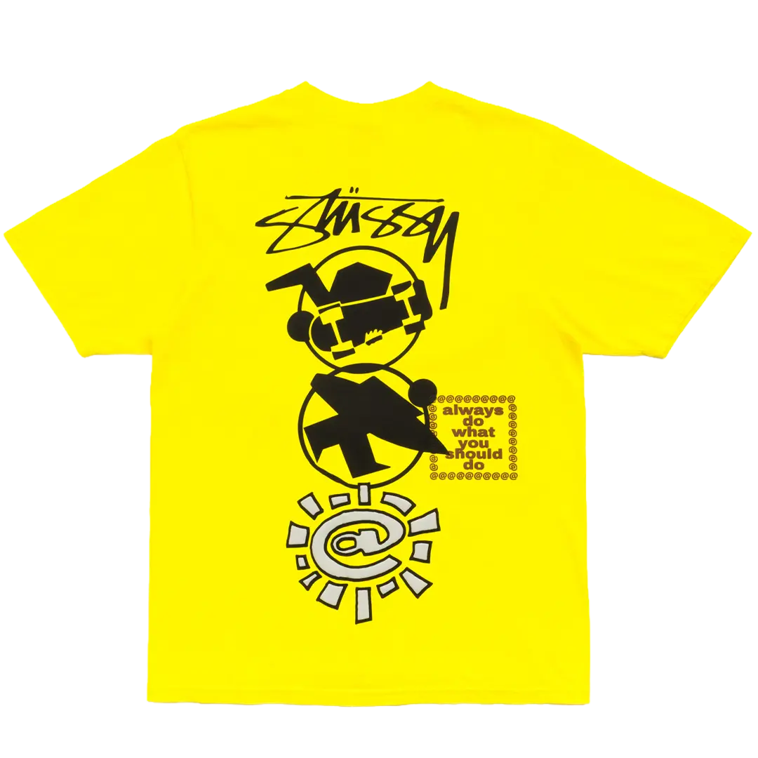 Stüssy and Always Do What You Should Do collaboration apparel on a flat lay